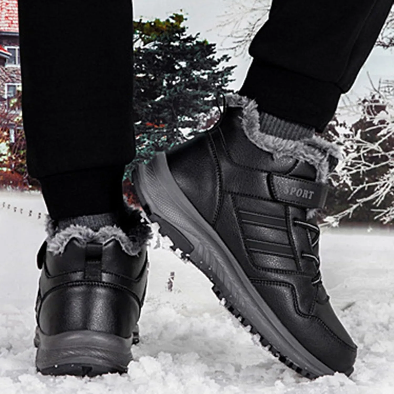 Slip on Walking Shoes Women Non Slip Memory Foam Arch Support Running Shoes Faux Furry Lined PU Leather Sports Workout Tennis Shoes Lightweight Sneakers Indoor Outdoor