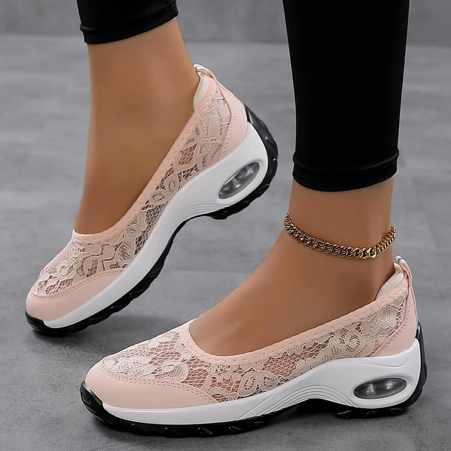 Slip on Walking Shoes Women Non Slip Memory Foam Comfortable Running Shoes Breathable Mesh Sports Workout Tennis Shoes Ladies 2024 Fashion Sneakers