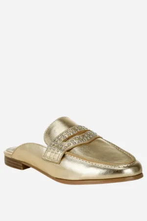 Stud Detail Gold Mules