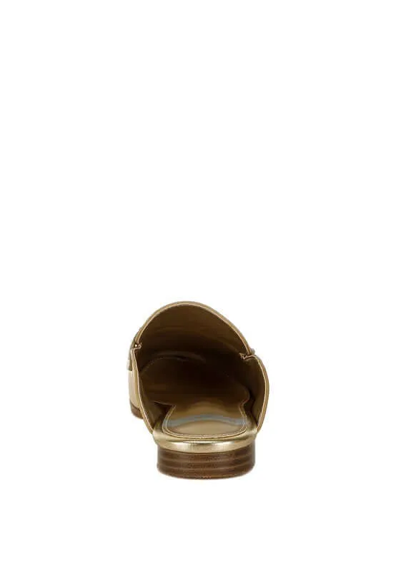 Stud Detail Gold Mules