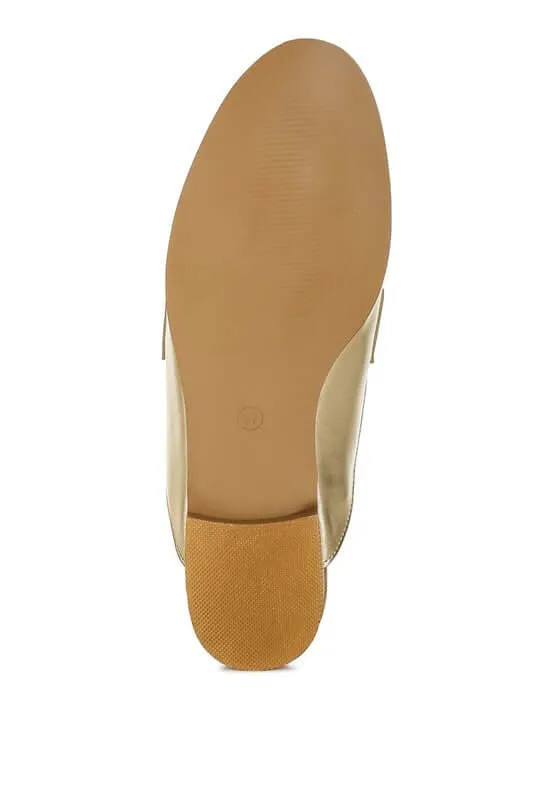 Stud Detail Gold Mules