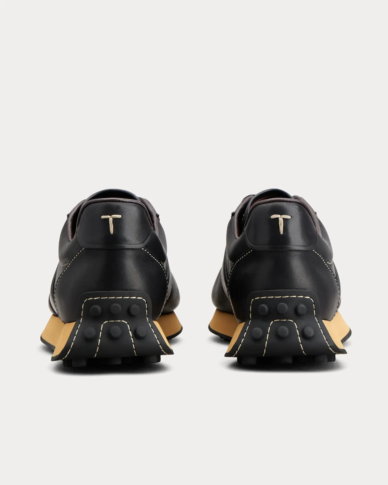 T Vintage Leather Black Low Top Sneakers