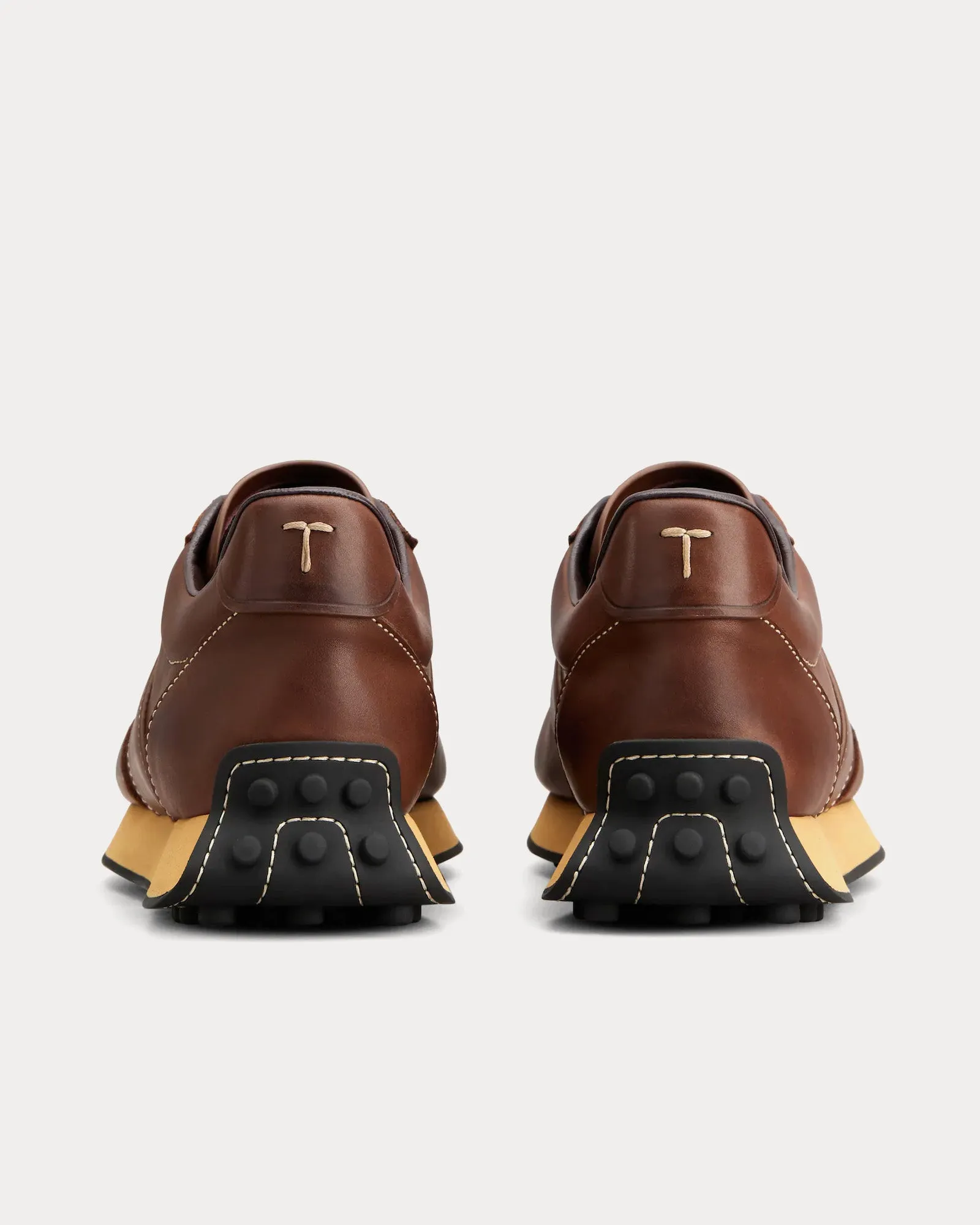 T Vintage Leather Brown Low Top Sneakers