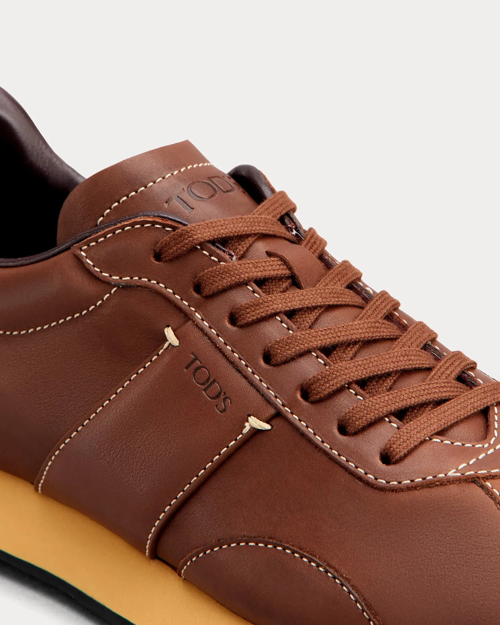 T Vintage Leather Brown Low Top Sneakers