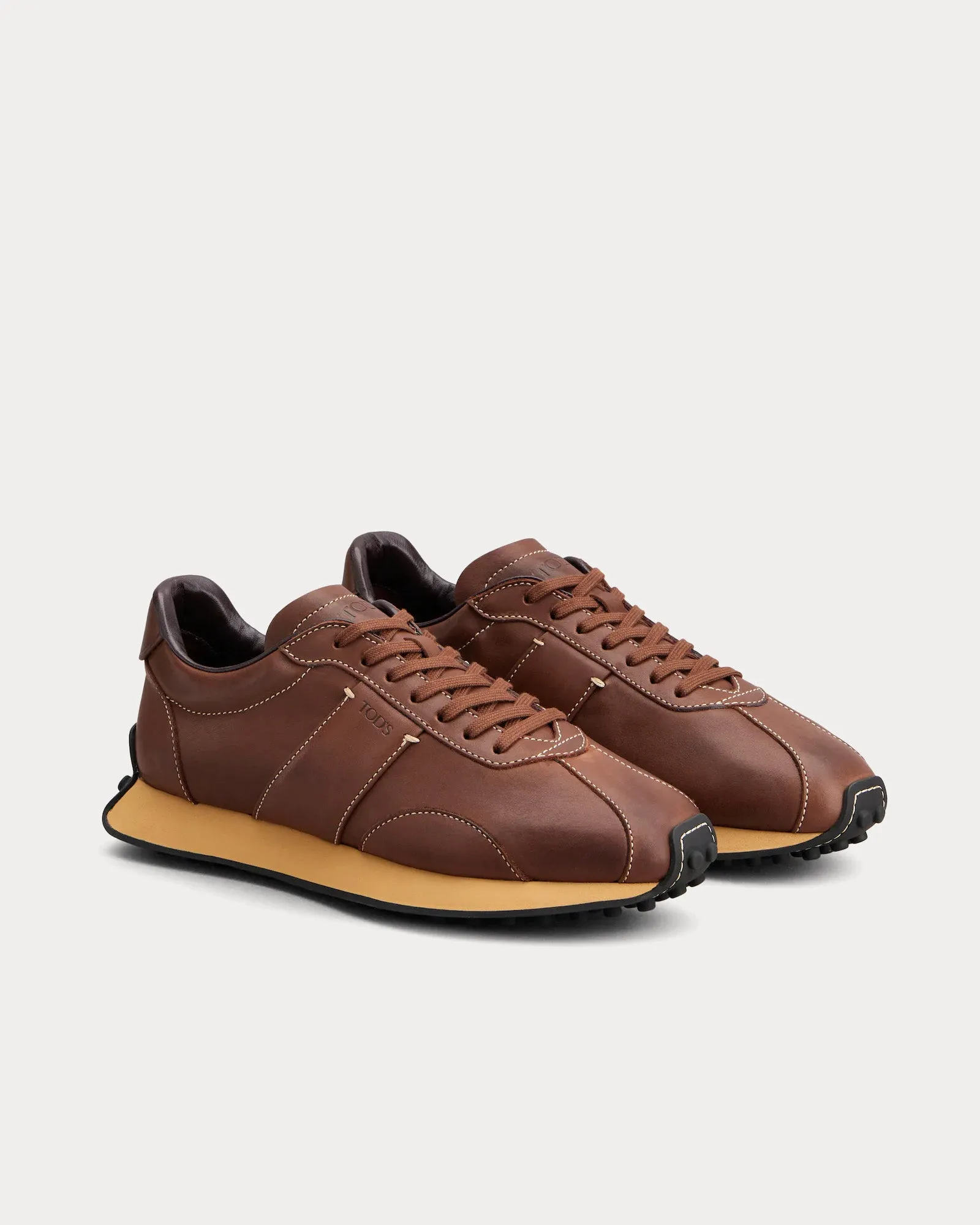T Vintage Leather Brown Low Top Sneakers