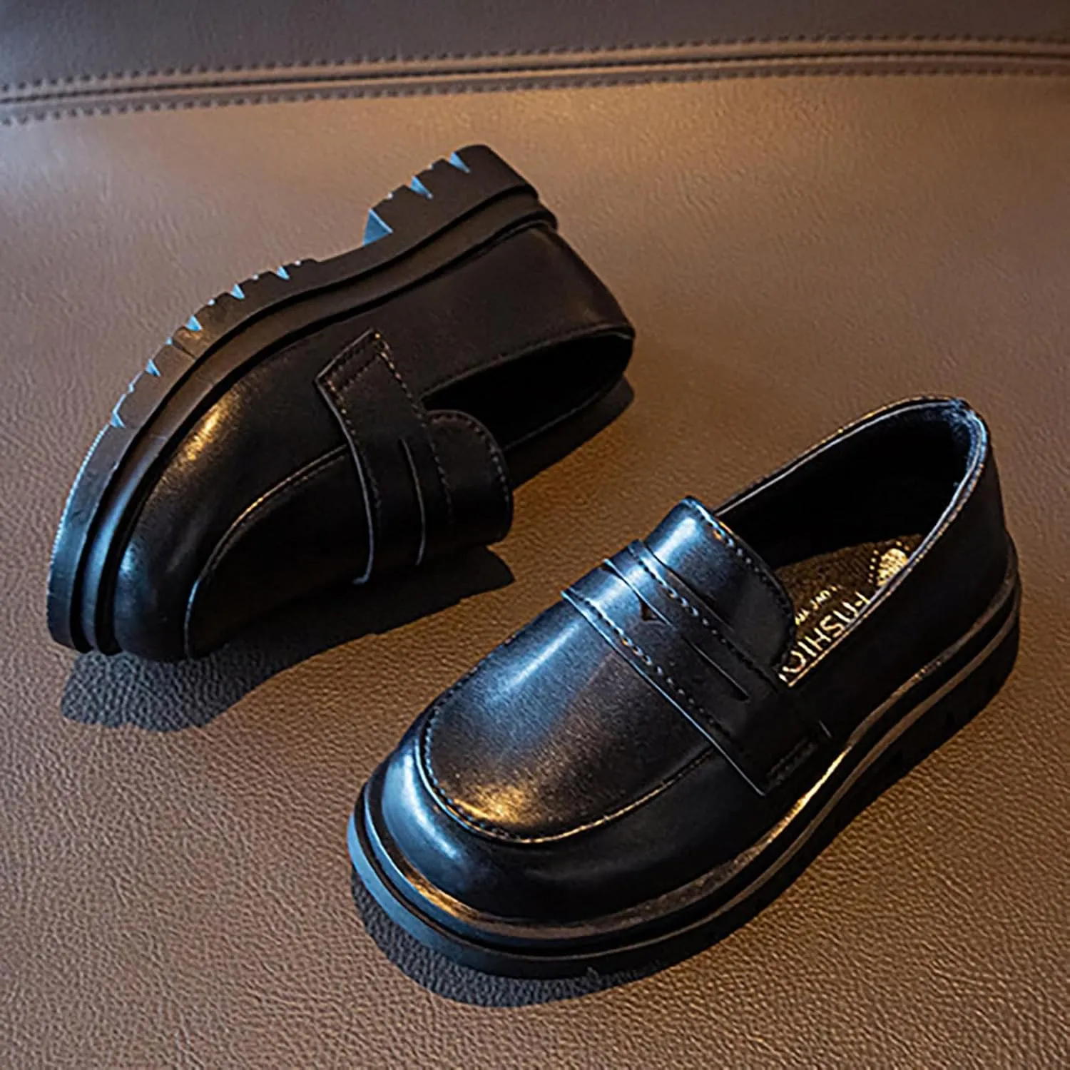 Toddle Kids Chunky Loafers Dress Shoes Boys Girls Platform enny Round Toe School Uniform Slip On Oxford Shoes