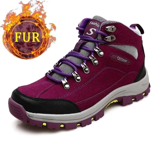 Unisex High Top Outdoor Camping Hiking Shoes Non-slip Trekking Walking Boots