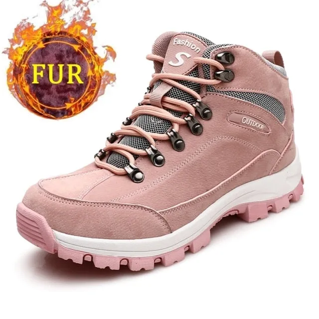 Unisex High Top Outdoor Camping Hiking Shoes Non-slip Trekking Walking Boots