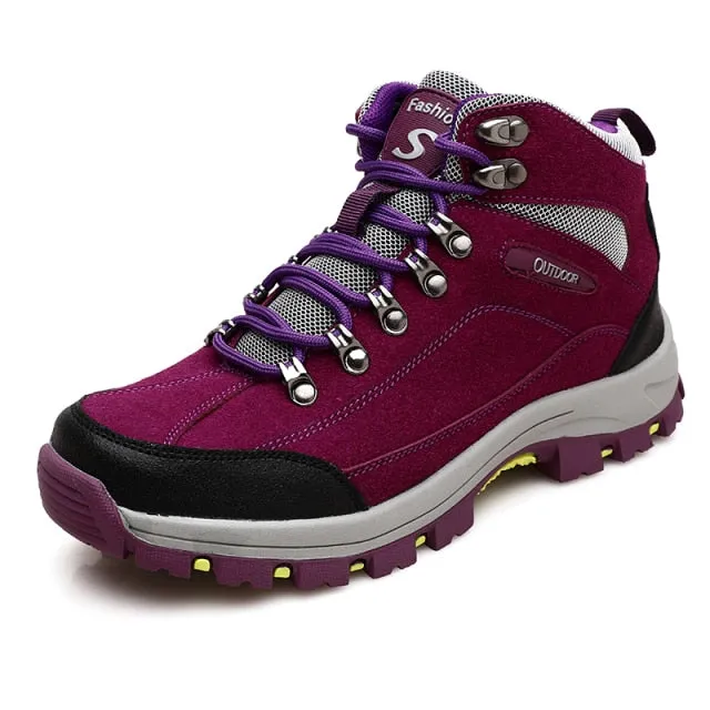 Unisex High Top Outdoor Camping Hiking Shoes Non-slip Trekking Walking Boots