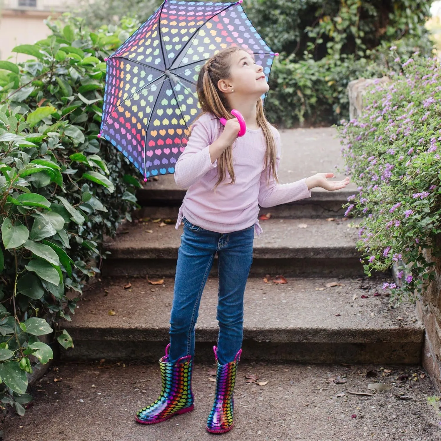 Wildkin Kids Rain Boots  100% Waterproof with Slip-Resistant Tread & Easy Pull Handles