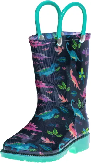 Wildkin Kids Rain Boots  100% Waterproof with Slip-Resistant Tread & Easy Pull Handles