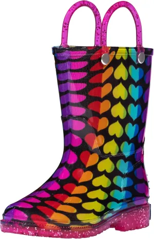 Wildkin Kids Rain Boots  100% Waterproof with Slip-Resistant Tread & Easy Pull Handles