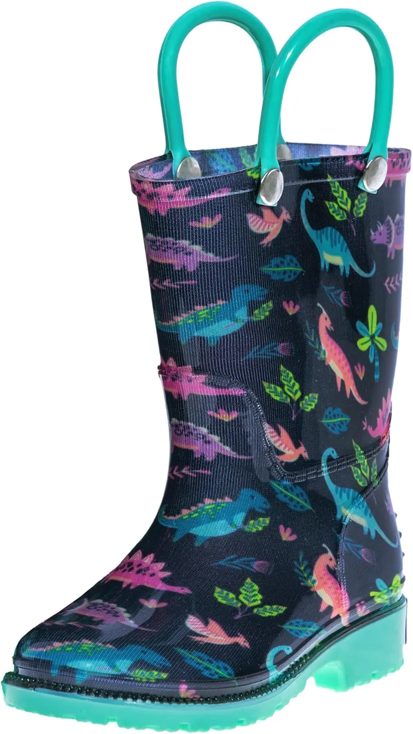 Wildkin Kids Rain Boots  100% Waterproof with Slip-Resistant Tread & Easy Pull Handles