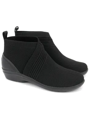 Women's Mid Knit Cushioned Ankle Boots,Black