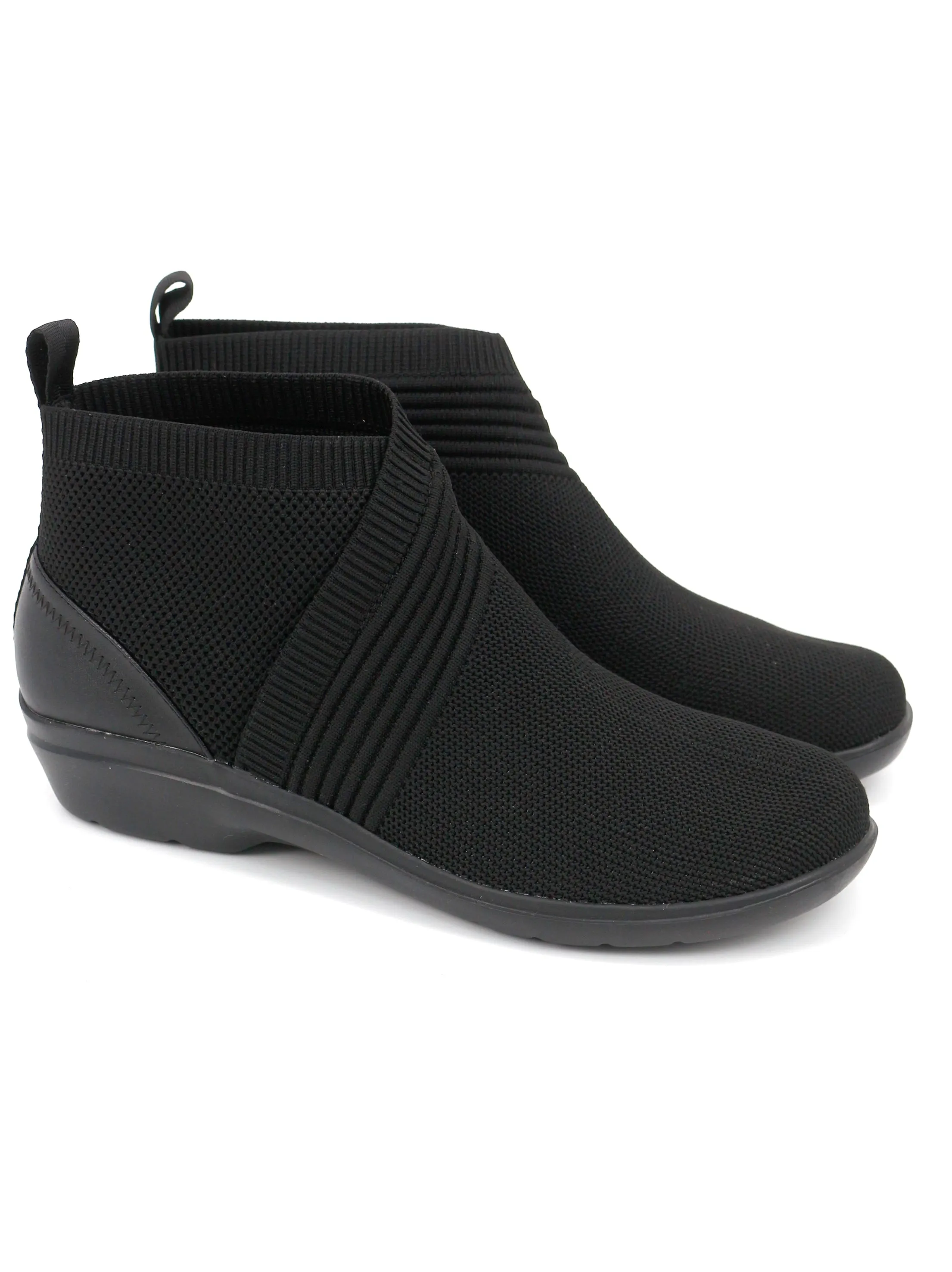 Women's Mid Knit Cushioned Ankle Boots,Black