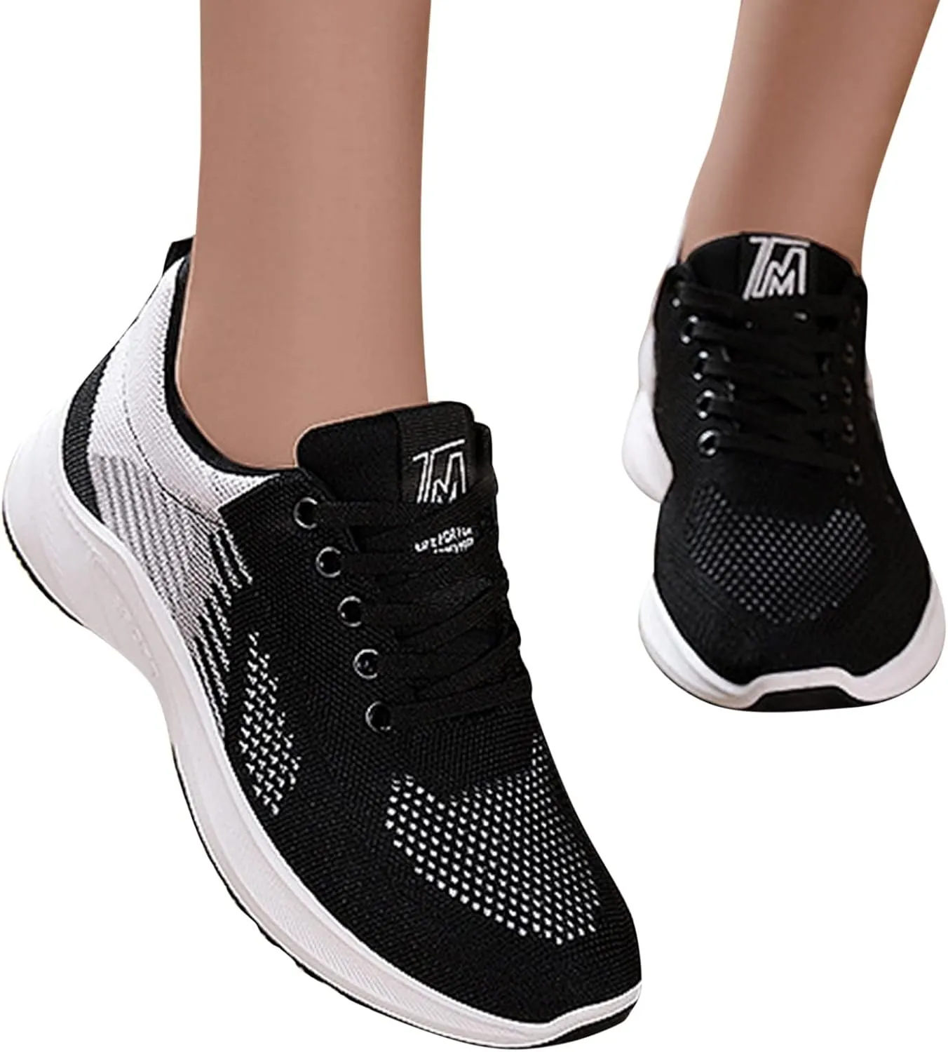 Womens Running Sneakers Breathable Flying Woven Lace Up Walking Shoes Summer Casual Non Slip Outdoor Sports Shoes