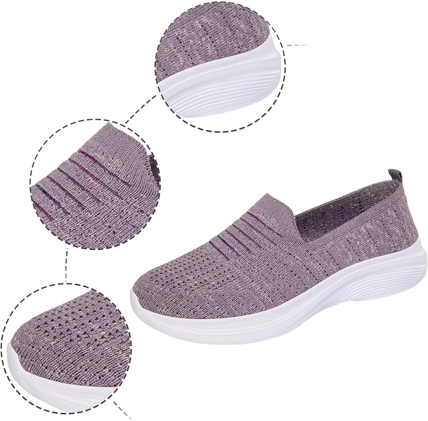 Women's Slip on Walking Shoes Comfy Knitted Non Slip Arch Support Running Shoes Breathable Gym Workout Shoes Ladies 2024 Fashion Sneakers
