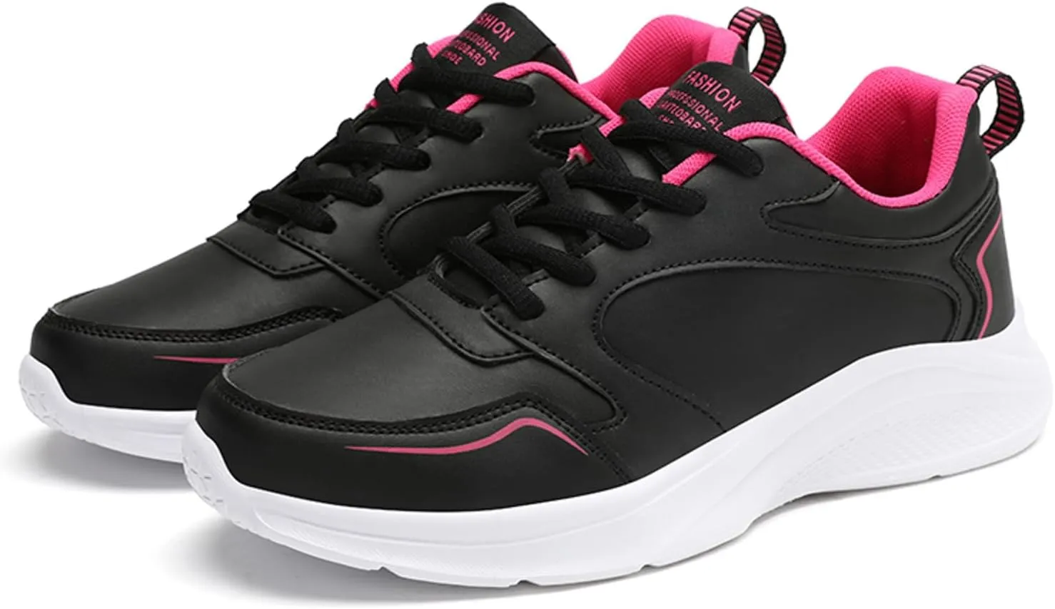 Women's Slip on Walking Shoes Comfy PU Leather Non Slip Arch Support Running Shoes Breathable Mesh Sports Workout Tennis Shoes Lightweight Fashion Sneakers