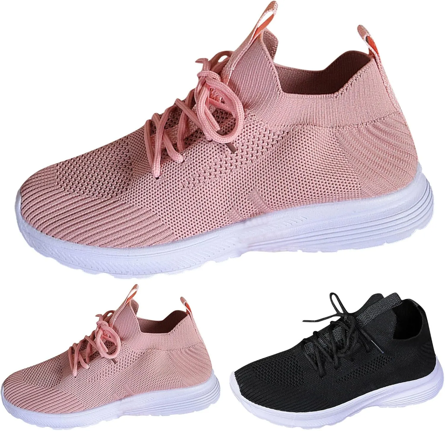 Women's Slip on Walking Shoes Non Slip Memory Foam Arch Support Running Shoes Breathable Gym Workout Shoes Fashion Lace Up Sneakers