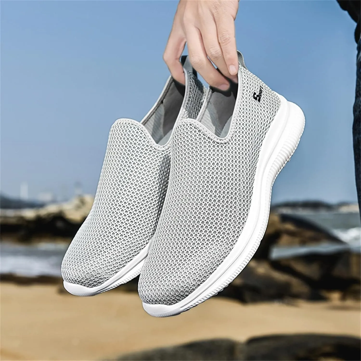 Women's Walking Shoes Cushion Comfortable Breeze Shoes Walking Shoes Women Arch Support Casual Shoes Slip On Wedge Sneakers Platform Tennis Shoe White Loafers