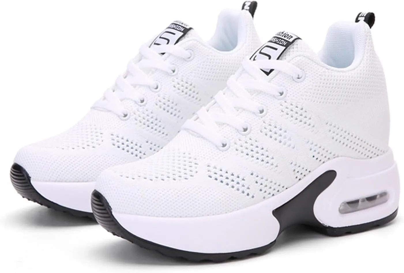 Womens Wedge Walking Shoes Slip on Dressy Knitted Non Slip Arch Support Running Shoes Breathable Mesh Sports Workout Tennis Shoes Lightweight Fashion Sneakers