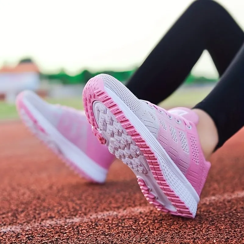 Women's Woven Breathable Running Training Shoes, Lace Up Low Top Lightweight Mesh Casual Sneakers, Women's Footwear