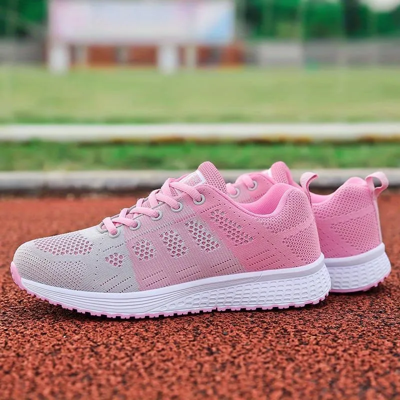 Women's Woven Breathable Running Training Shoes, Lace Up Low Top Lightweight Mesh Casual Sneakers, Women's Footwear